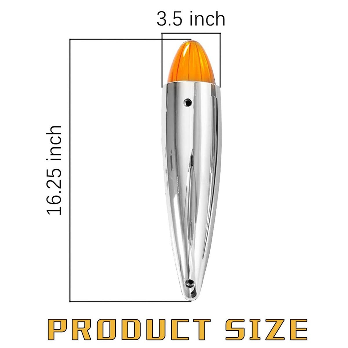 2x 19 LED Amber Torpedo Cab Marker Roof Running Top Lights Chrome Assembly 12V