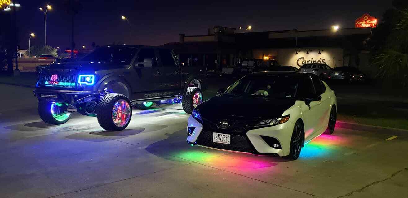 Rainbow Color CHASING Moving LEDs 2PCS 4FT + 2PCS 6.5FT Underglow Lights Strips