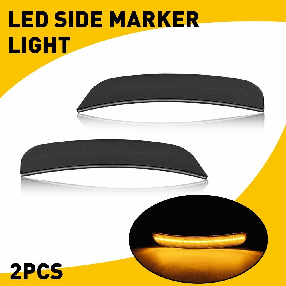 2PCS Amber LED Smoked Front Bumper Side Marker Lights For Chrysler 2015-2023 300