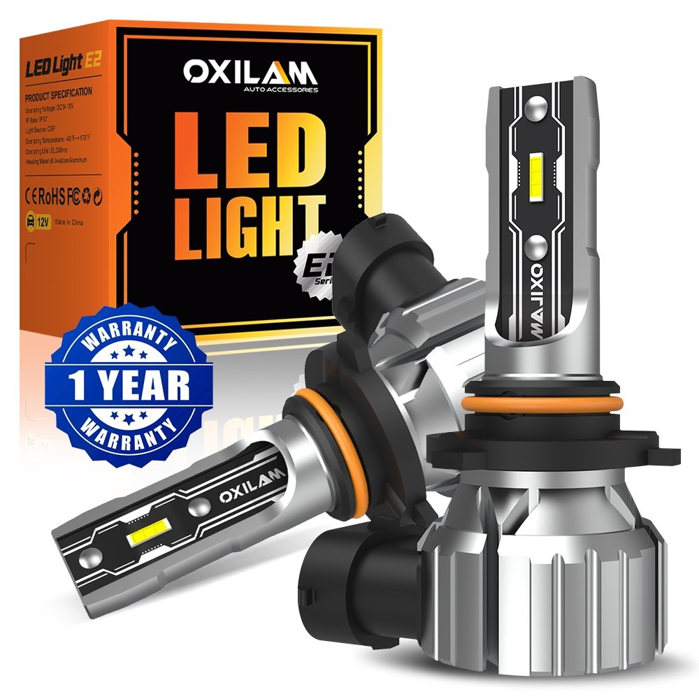 OXILAM 9005 HB3 LED Headlight Bulbs High Low Beam 6500K White Fanless Bright 2X