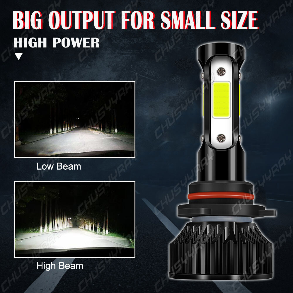 Fanless LED Headlight Bulbs Conversion Kit 9005 H11 High Low Beam Bright White