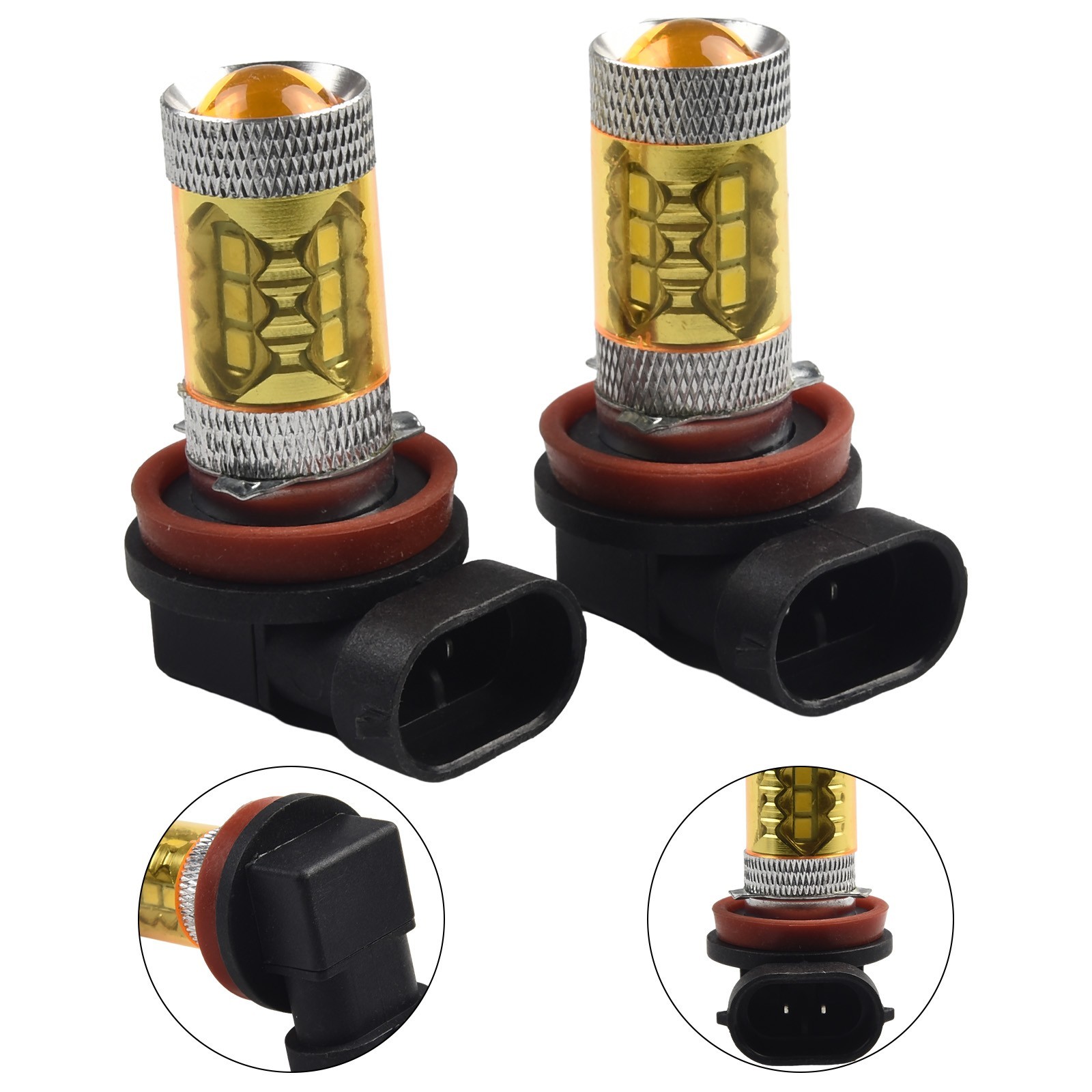 Fog Light 12V DC 1500LM 2pcs 3000K 360 Degrees 50000H High Power Easy To Install