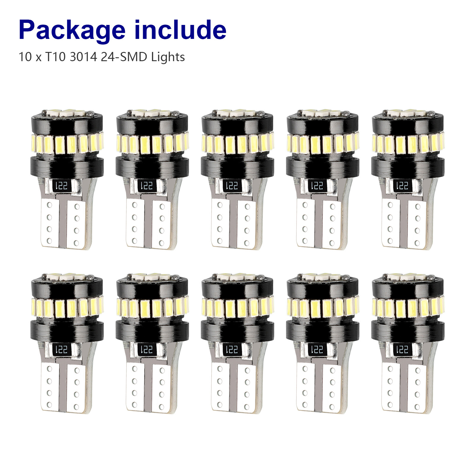 10x T10 194 168 2825 White 24 LED License Plate Side Marker Light Interior Bulbs