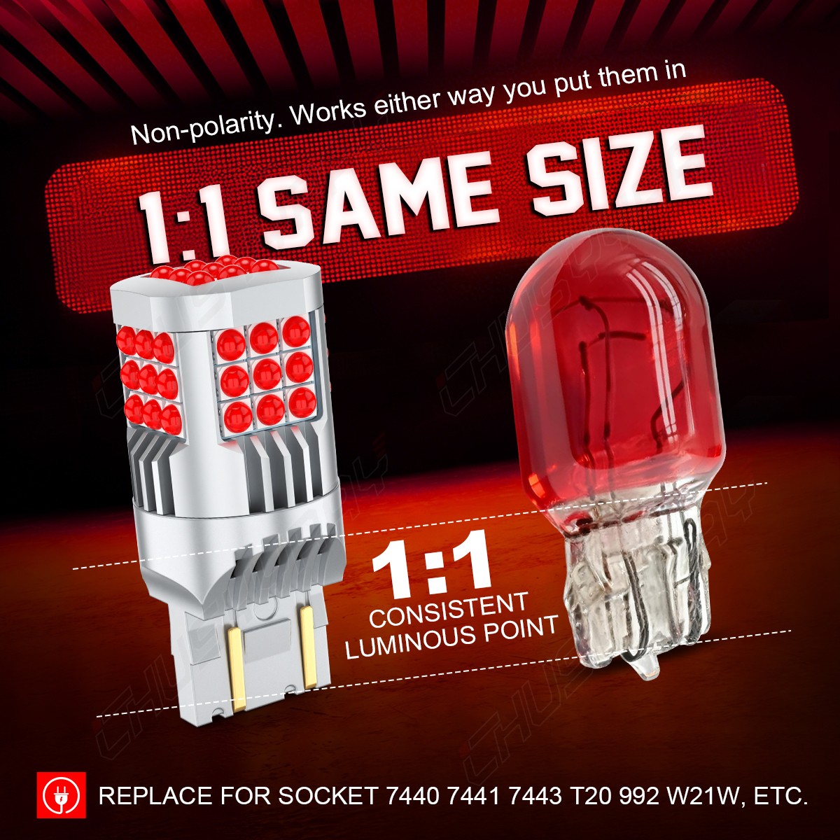 fit Chevrolet Colorado 2015-2022 7443 LED Red Tail Brake Stop Parking Light Bulb