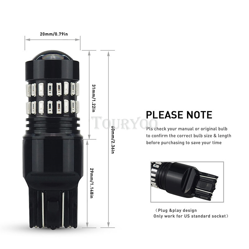 AUXITO 7443 7440 LED Tail Flash Brake Stop Signal Light Bulbs Strobe Red 2pcs