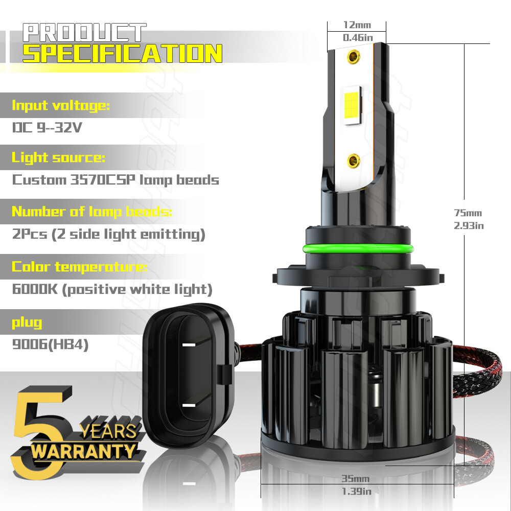 6000K LED Headlight Bulbs High&Low Lights For Honda Civic Sedan 4-Door 2004-2015