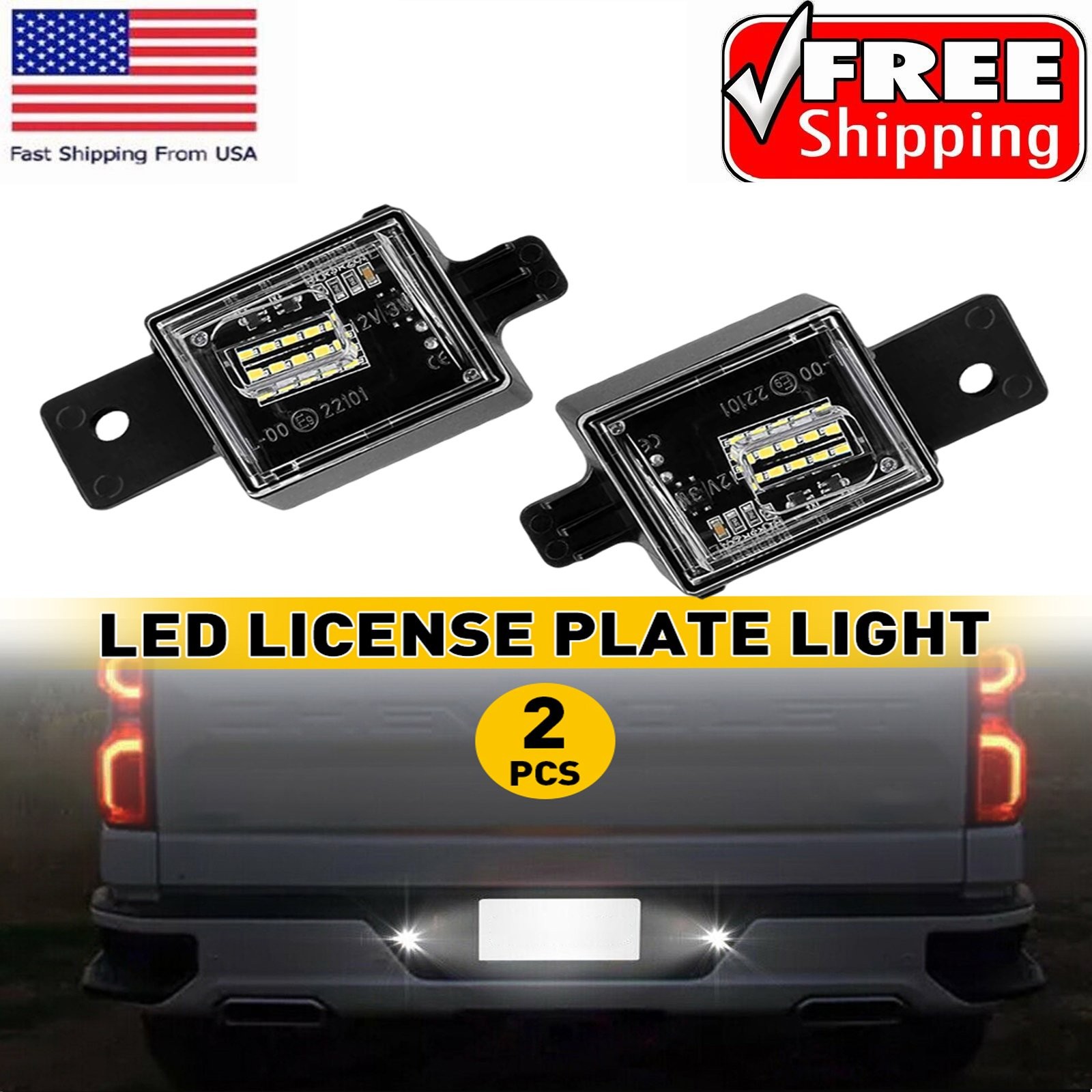 2x LED License Plate Light Lamp For Silverado Chevy For GMC For Sierra 1500 2500