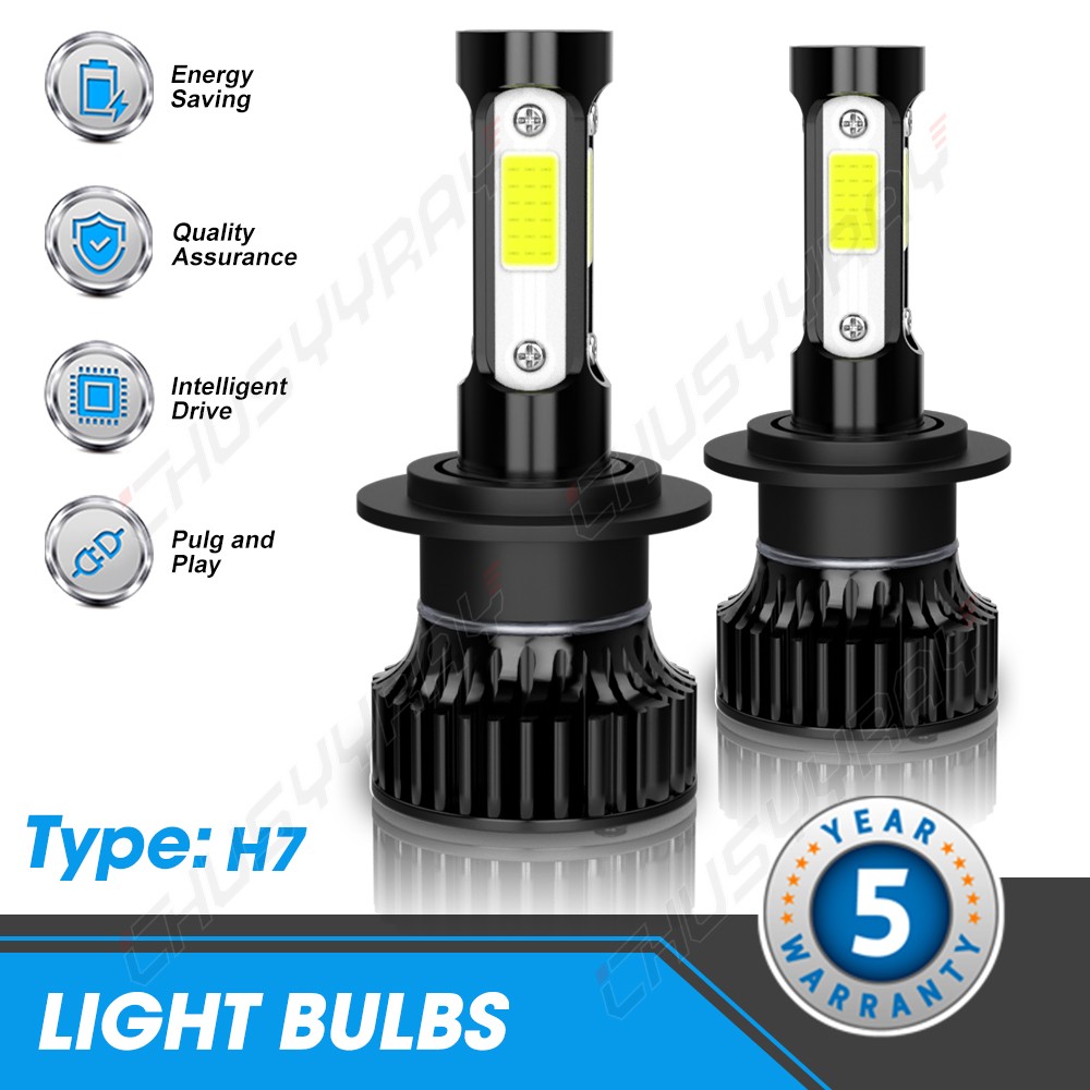 LED Headlight Combo H7+H7+H11 High Low Beam + Fog Light 6x Bulbs Kit 6000K White