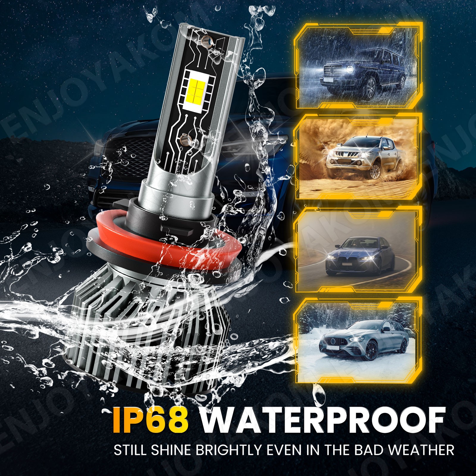 9005 H11 LED Headlight KIT Combo Bulbs 12000K High&Low Beam Super Bright White