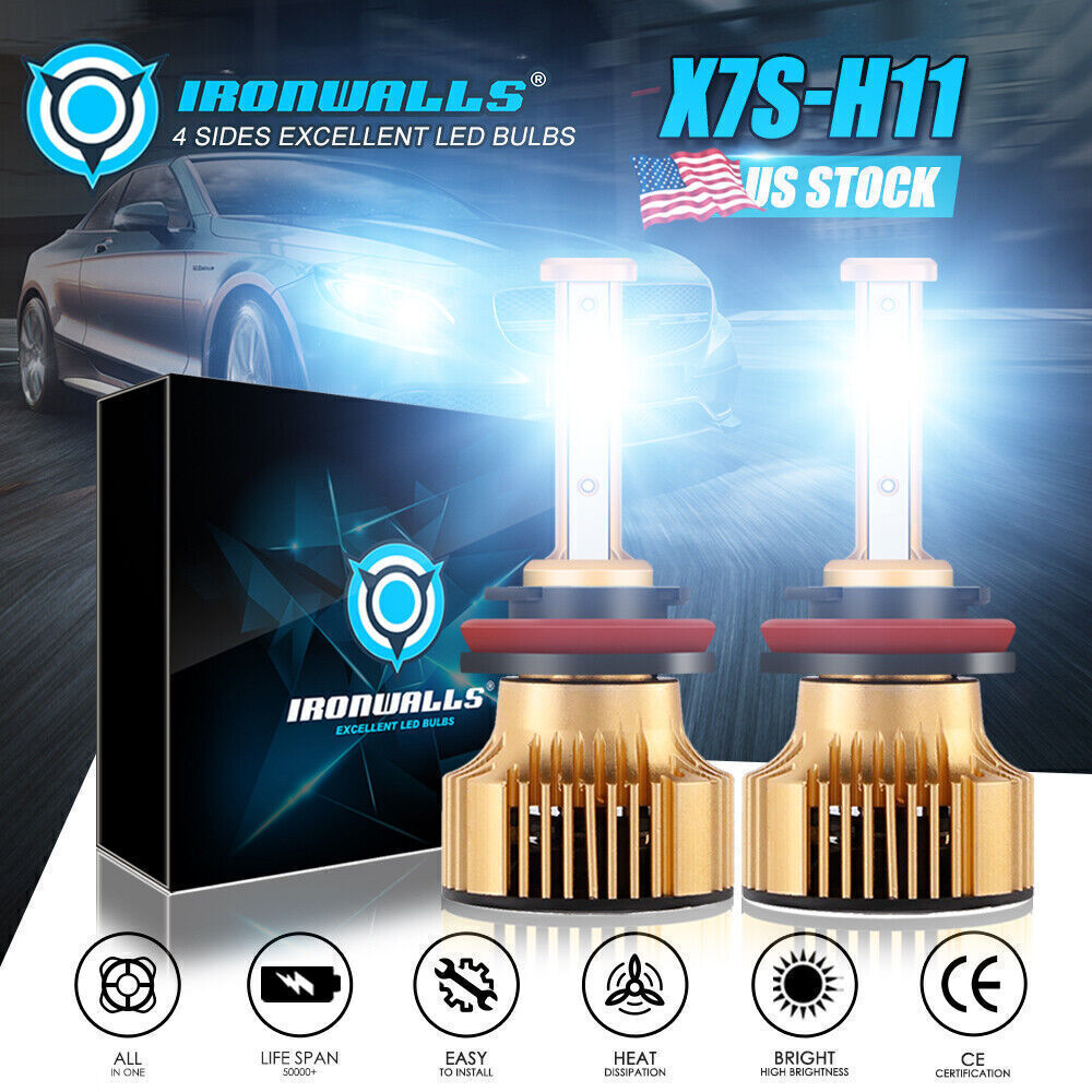 4 Sides H11 H9 H8 LED Headlight Bulb Conversion Kit Super Bright Low Beam 6000K