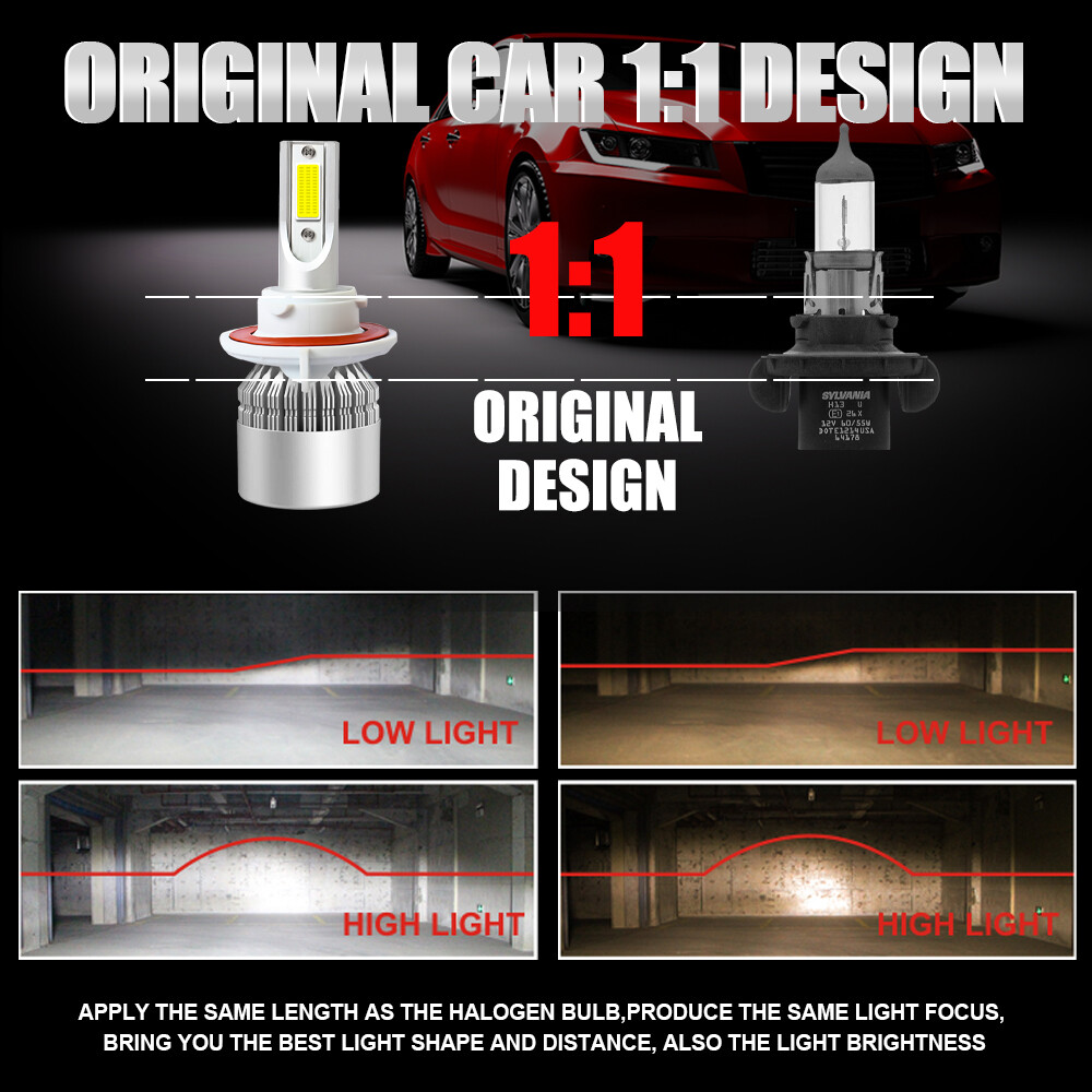 4X 9008 H13 LED Headlight Bulb Conversion Kit High Low Beam Super Bright 6500K