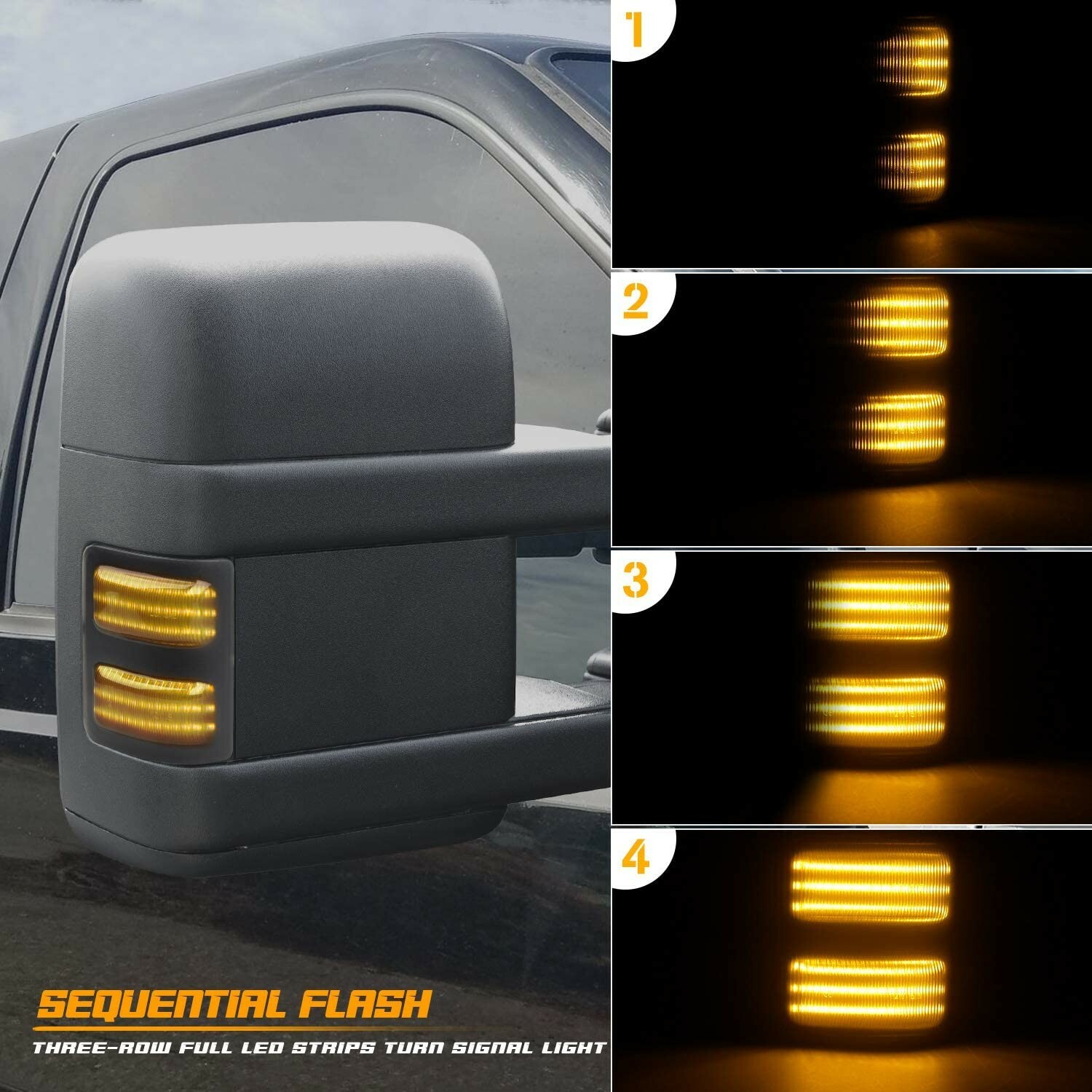 RUXIFEY Sequential Switchback Side Mirror Marker Lights 3-Row LED Turn Signal…