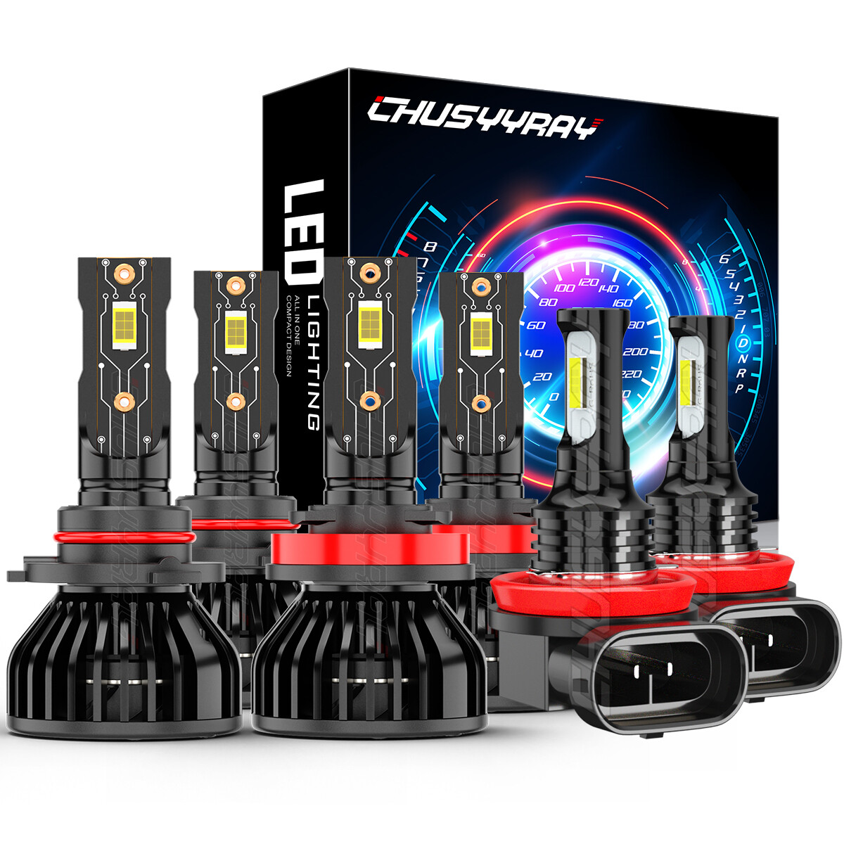 Combo 9005+H11+H11 LED Headlight Kit Fog lights Bulbs High Low Beam 12000K White