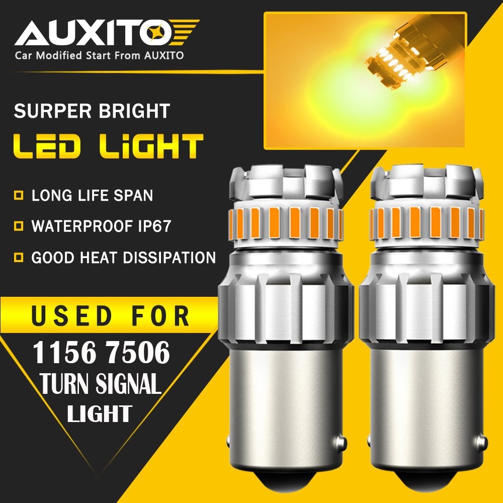 2x LED Front Signal Turn Blinker Light Bulbs 1156 7506 3497 Amber Yellow 3000K H