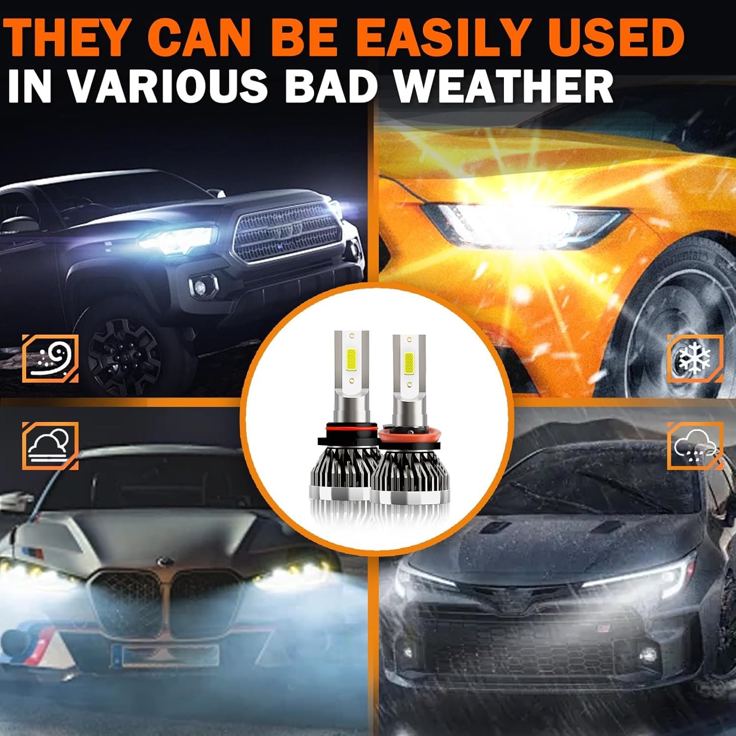 ENJOYAKOM 9005 + H11 + 5202 LED Fog Light Bulbs Fit For 2007-2013 GMC SIERRA