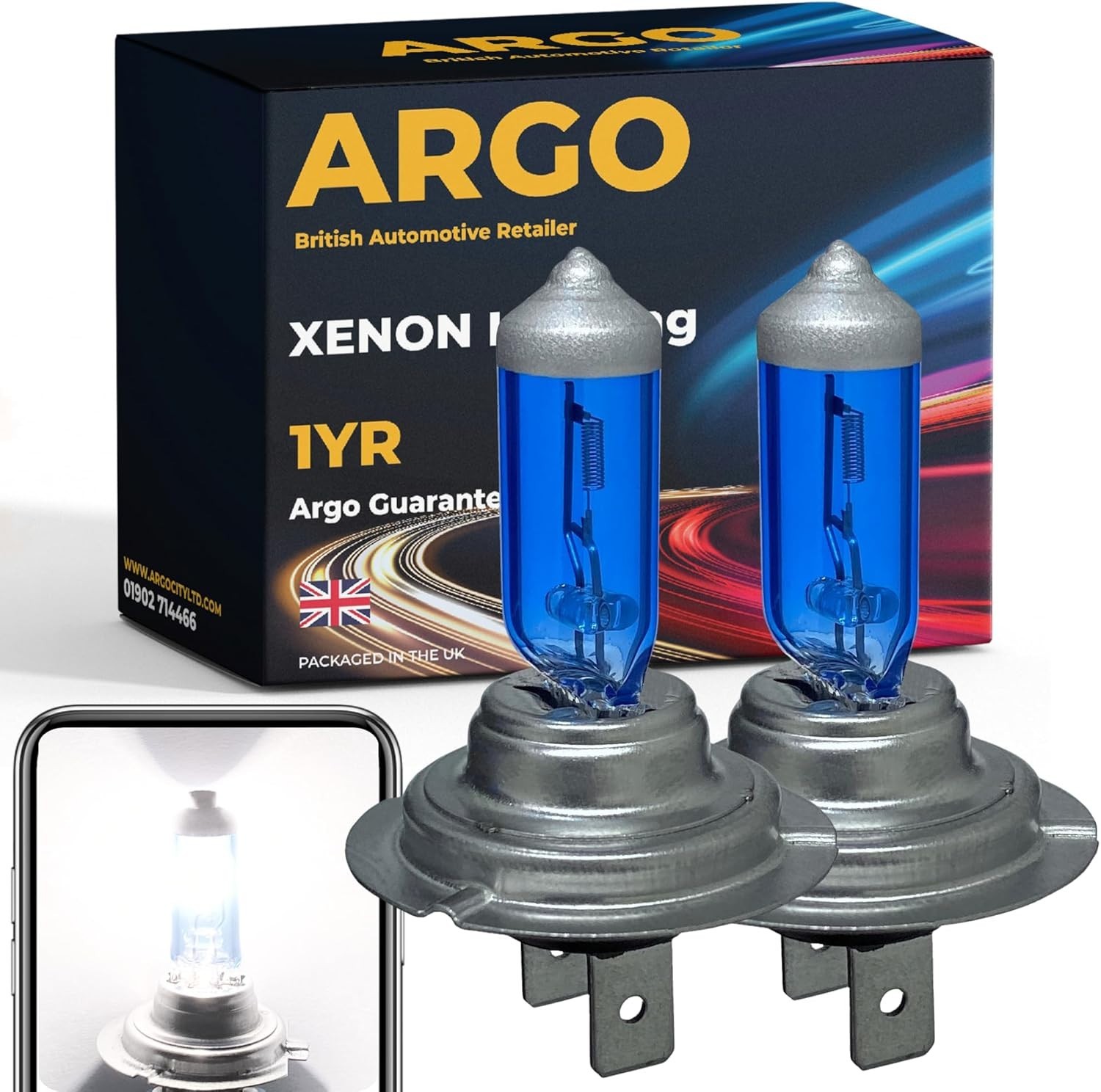 Argo H7 Headlight Bulbs 55w Xenon White 6000k 12v Car Headlight Bulb