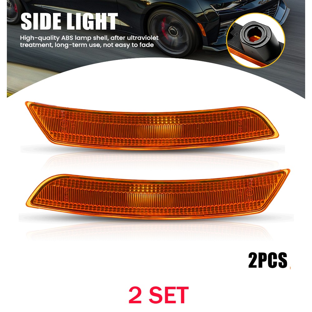 LED Side Marker Light Housings 4PCS Fits 2016-23 Chevrolet Camaro Amber 23169181