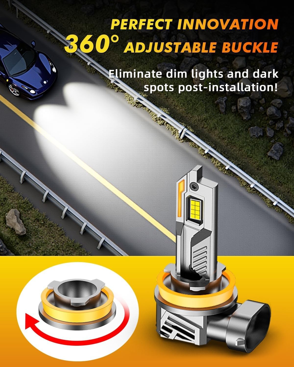 4PCS H11 9005 LED Headlight Bulbs 6500K White High Low Beam Fog Light Kit USA