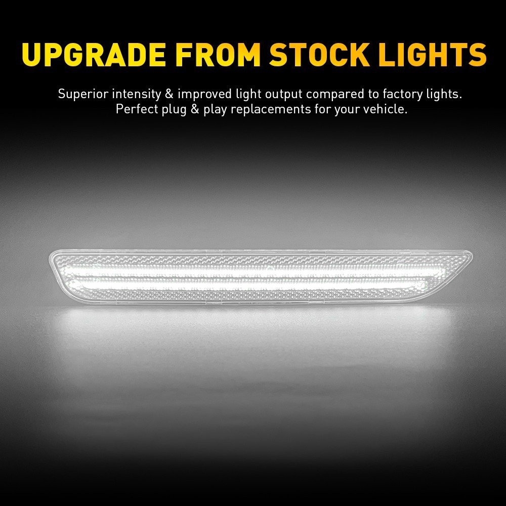 For 2010-14 Ford Mustang LED White Side Marker Light Clear Lens Front Rear 4pcs