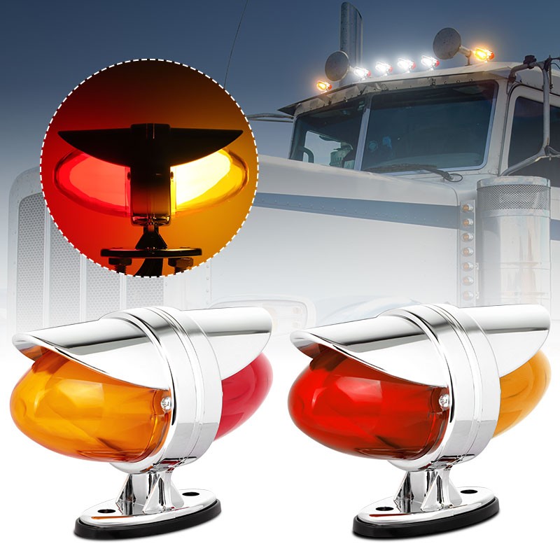 2X Red/Amber LED Semi Truck Trailer Fender Dual Face Marker Turn Signal Lights