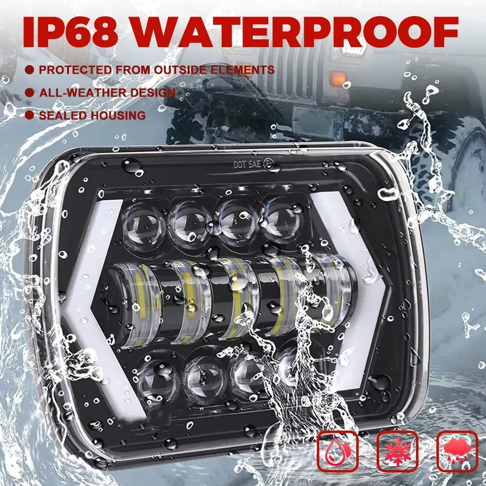 Fit Chevrolet Astro Express Cargo Van 2PCS 5X7″ 7×6 LED Headlights High/Low DRL