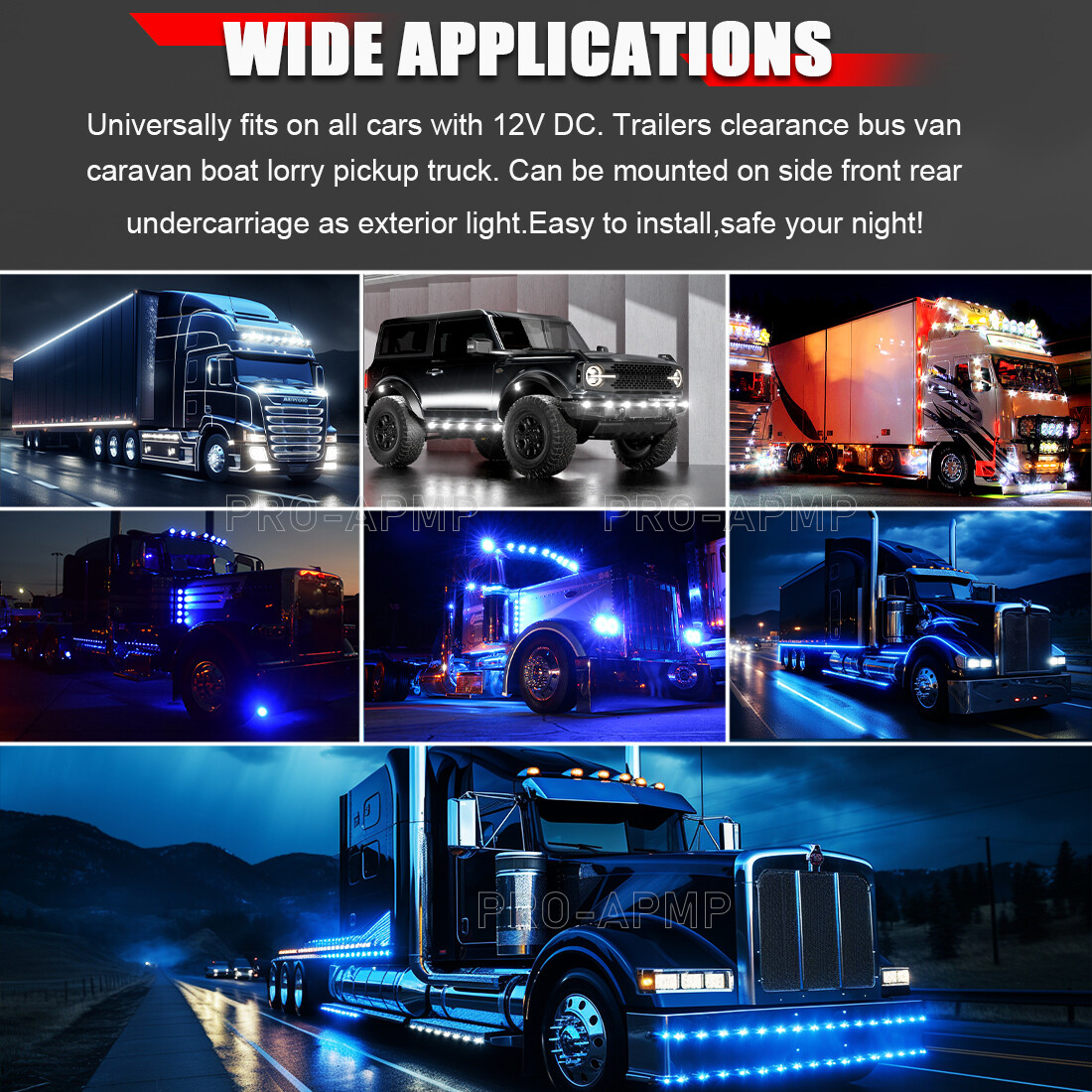 Dual Color 3/4″ 12V Marker Lights LED Truck Trailer Round Side Bullet Light 10pc