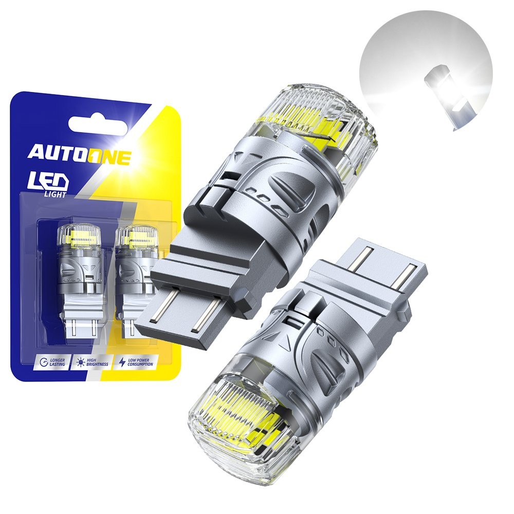Pair 3157 LED DRL Turn Tail Signal Light Bulb Blinker Silver-Body White Lamp 12v
