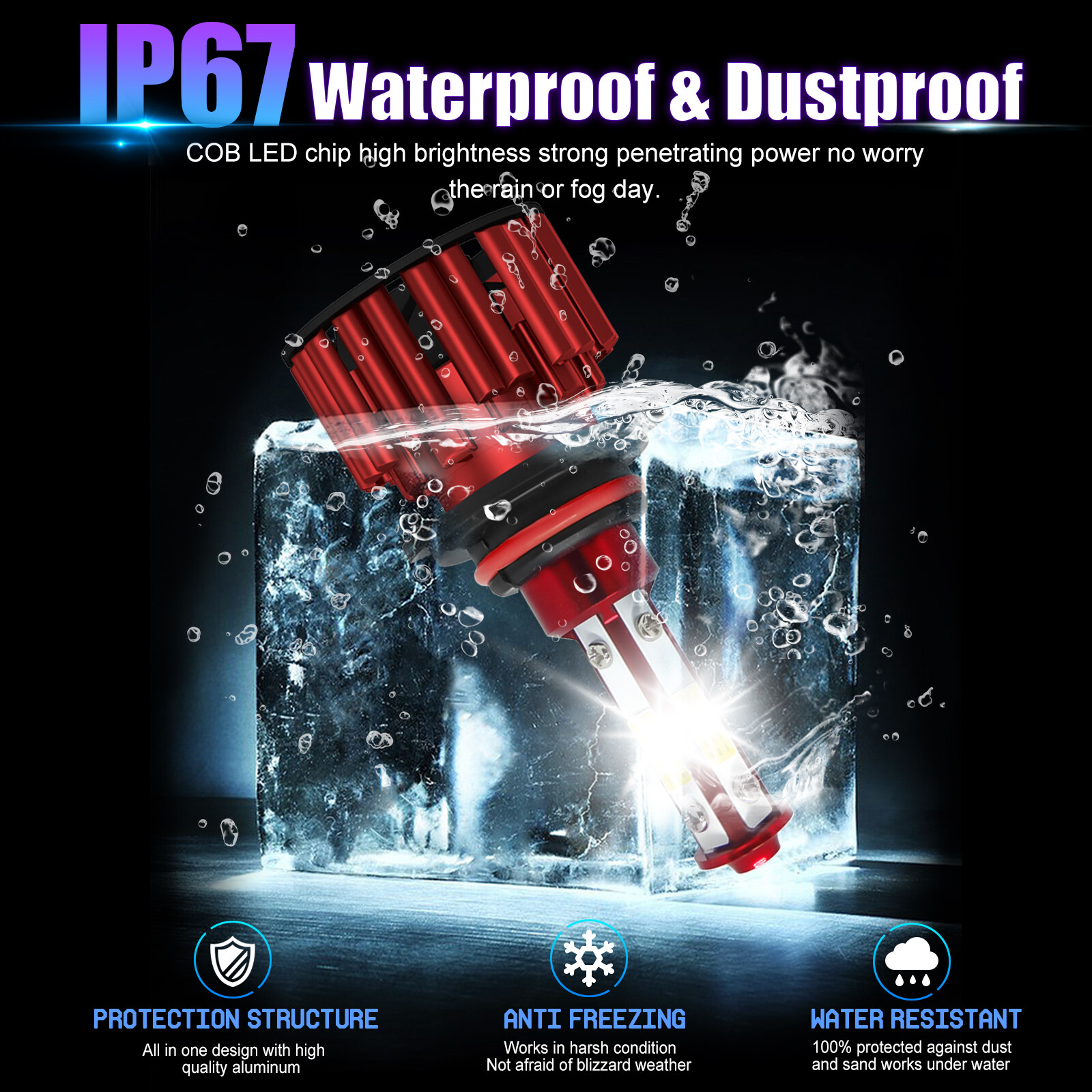 H11 9005 LED Headlight Super Bright Bulbs Kit 6000K White 330000LM High/Low Beam