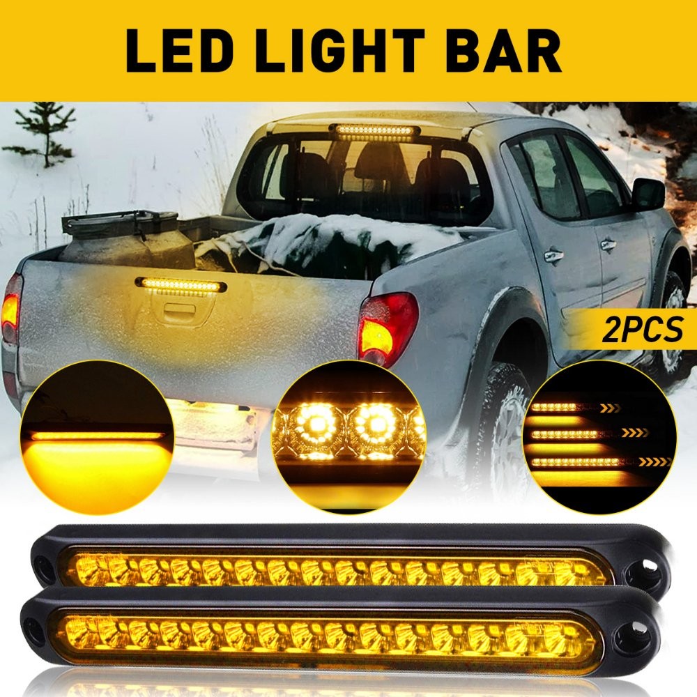 2X Amber 15 LED Flowing Turn Signal Brake Rear Stop Tail Light Bar Trailer Truck