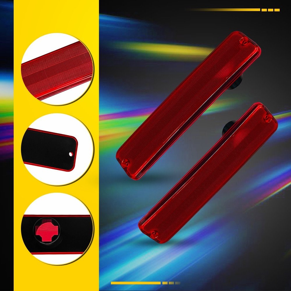 4PC Front Rear Side Marker Light Amber Red Lens For Jeep Cherokee J10 Pickup CJ5