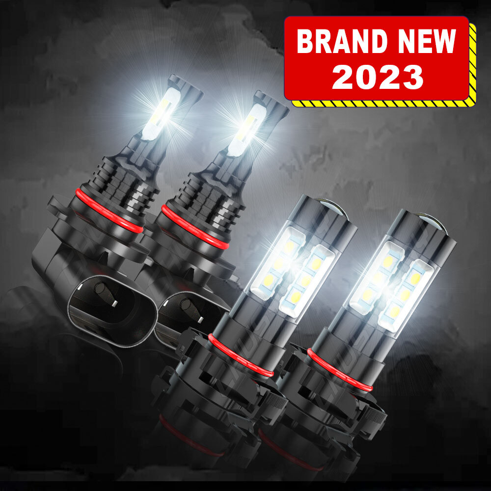 9012 5202 LED Headlight + Fog Light Bulb Combo 6000K for Jeep Cherokee 2014 2015