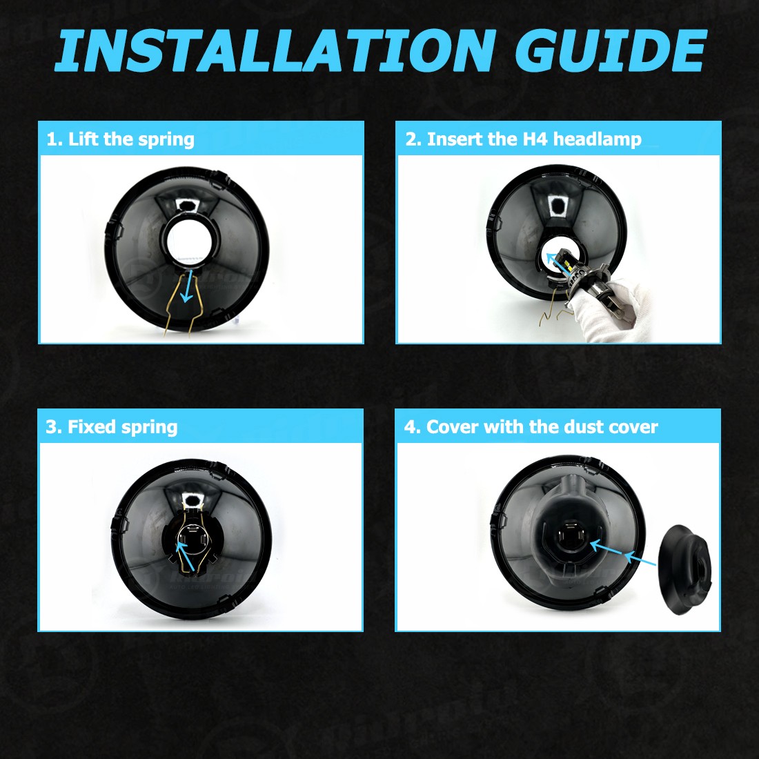 7 Inch LED Round GLASS Headlight Original Classic Look + LED H4 Bulb Conversion