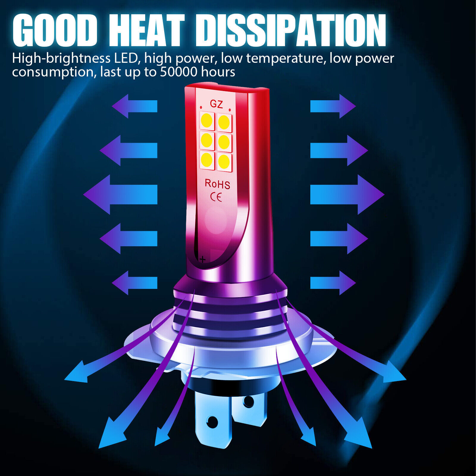 4x H3 LED Headlight Bulb Kit High Low Beam 220W 60000LM Super Bright 6000K White
