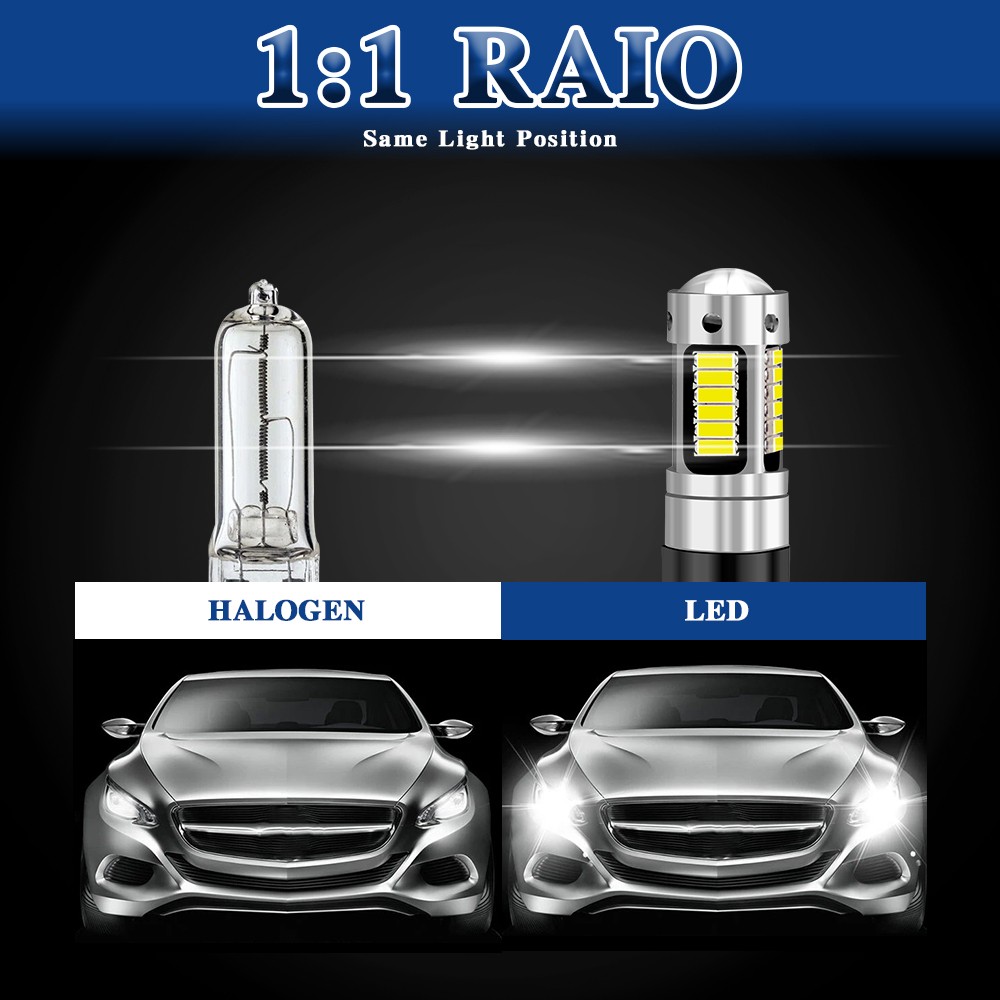 2x H3 LED 100W Extremely Bright 6000K Cool White Fog Light Lamp Driving Bulbs