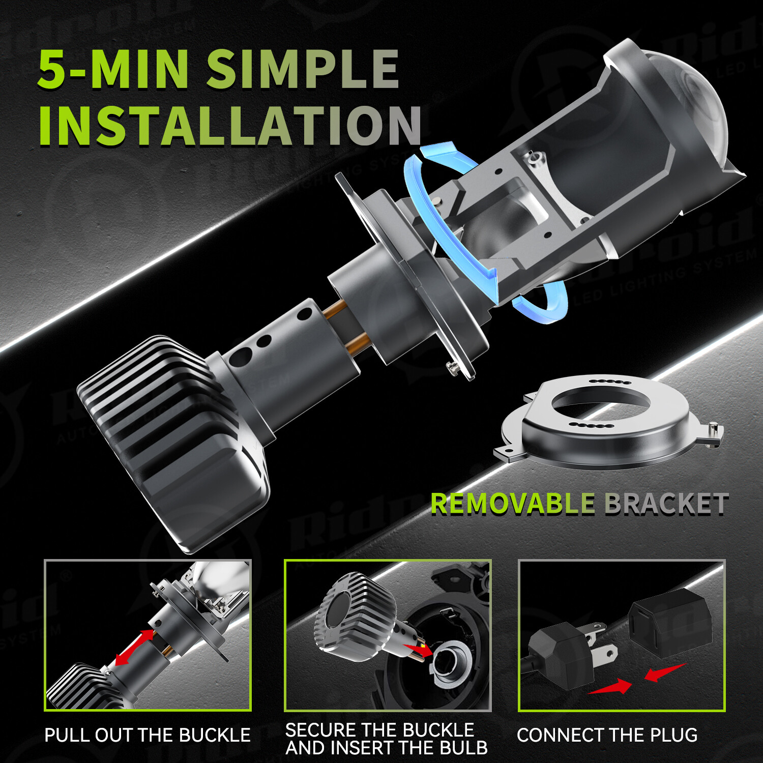 2X H4/9003 Bi-LED Projector Mini Lens Headlight Bulbs Hi/Lo 20000LM Retrofit LHD