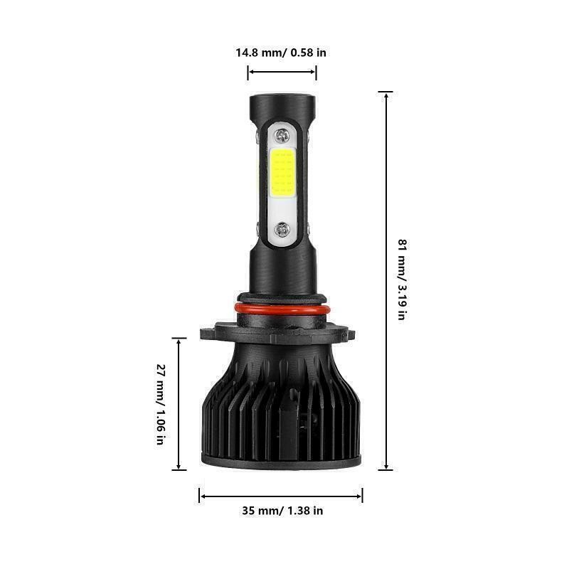 4-sides HB4 9006 LED Headlight Bulbs Kit Low Beam 6000K Super White 2000000LM 2x