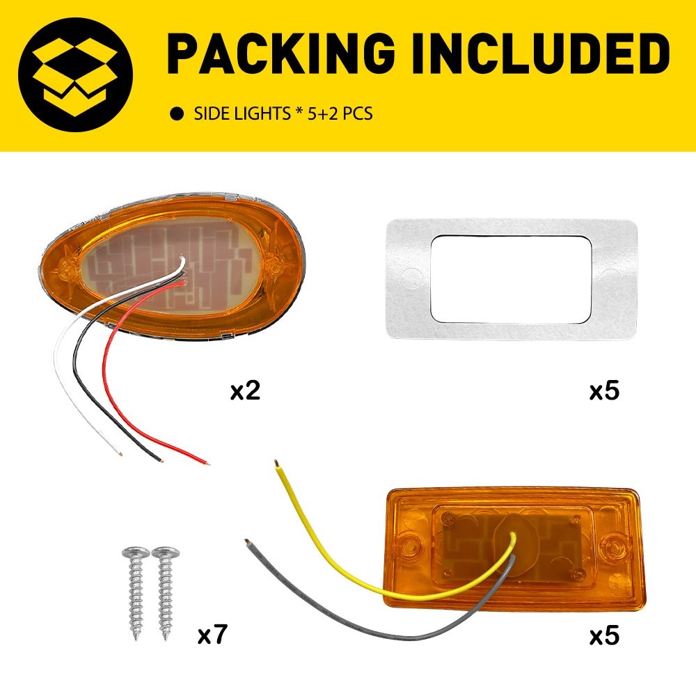 7-70x LED Cab Roof&Side Marker Amber Light Fit Freightliner Volvo Truck Trailer