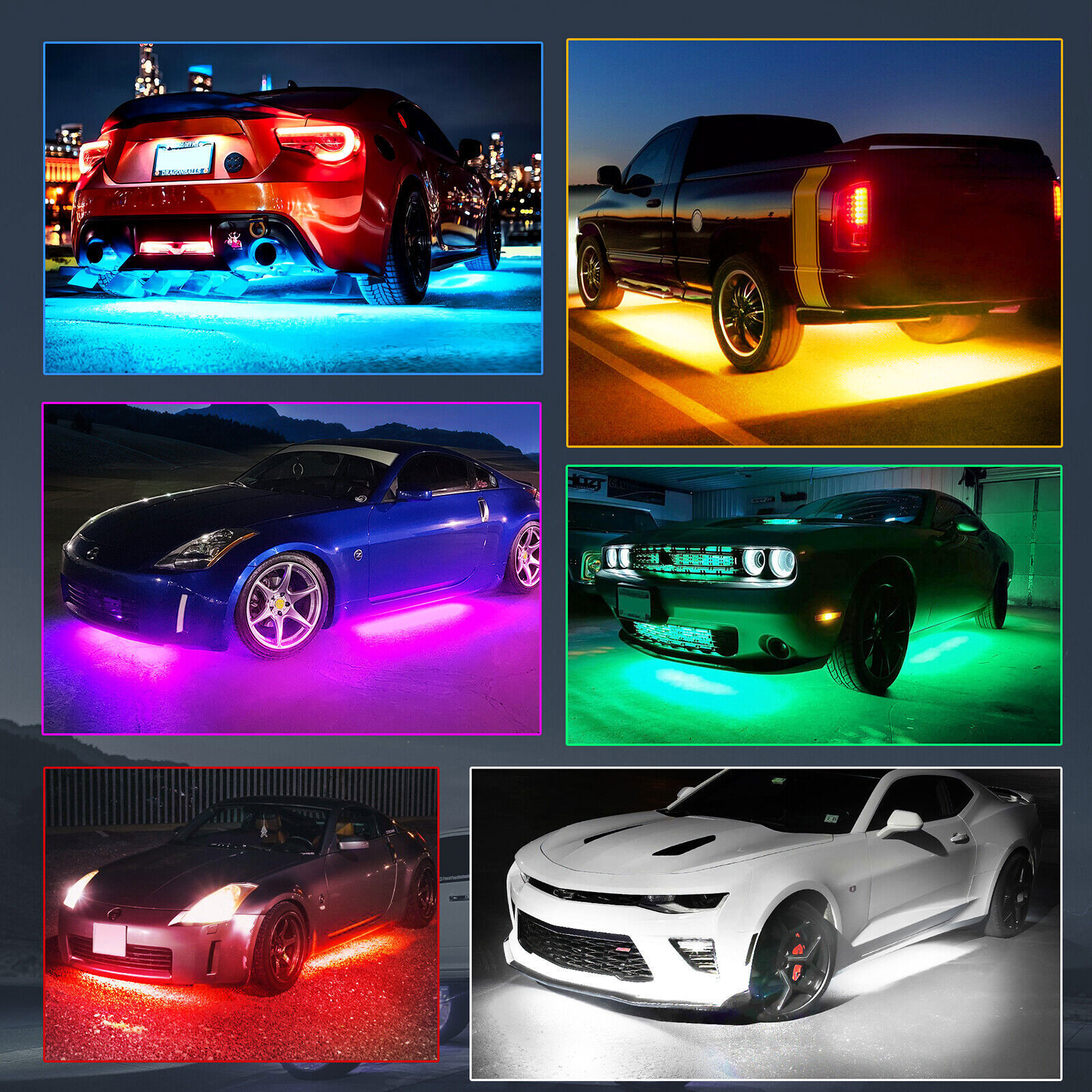 8pcs N8 Car Underglow Light Strips RGBW LED,Underbody Multicolor Light Bars