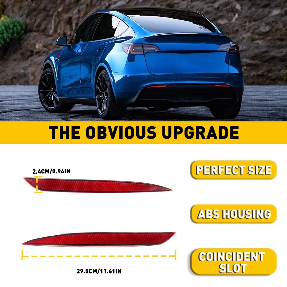 2Pcs L+R For Model Tesla Y 2020-2022 Rear Bumper Reflector Tail Red Lamp Light