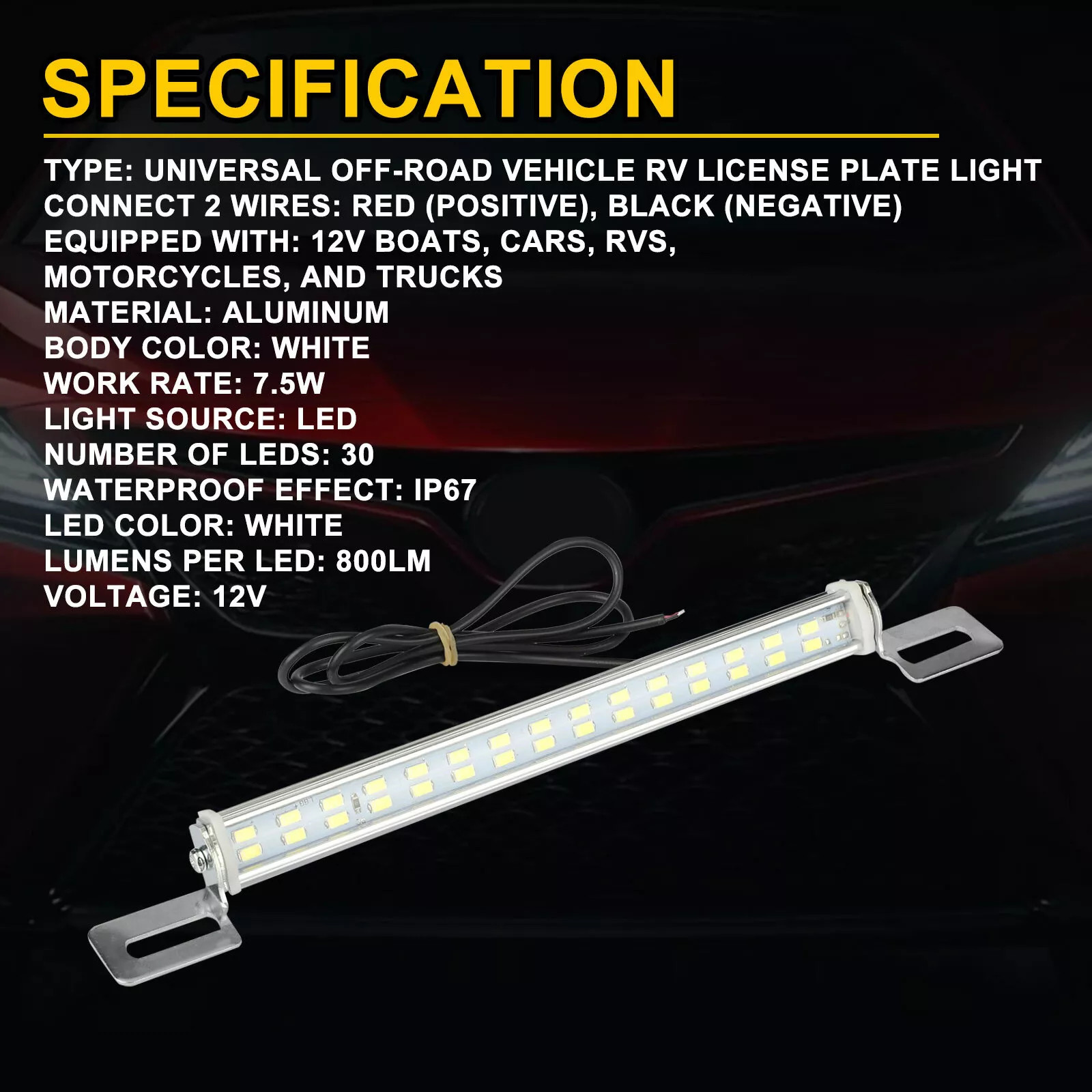 License Plate LED Light Extremely Bright Assembly for Trailer UTV ATV Truck Boat