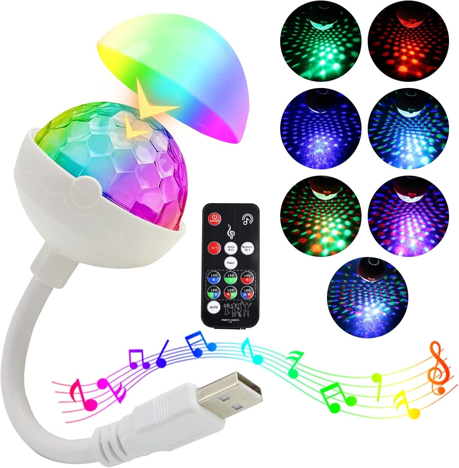 LED Star Car Interior Light 360° Adjustable USB Mood Decor for Vehicle or Room