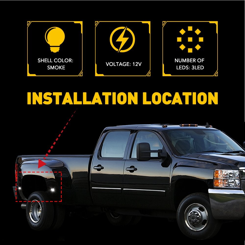 Universal 4X White LED Front Rear Side Marker Light Super Bright Replacement 12V