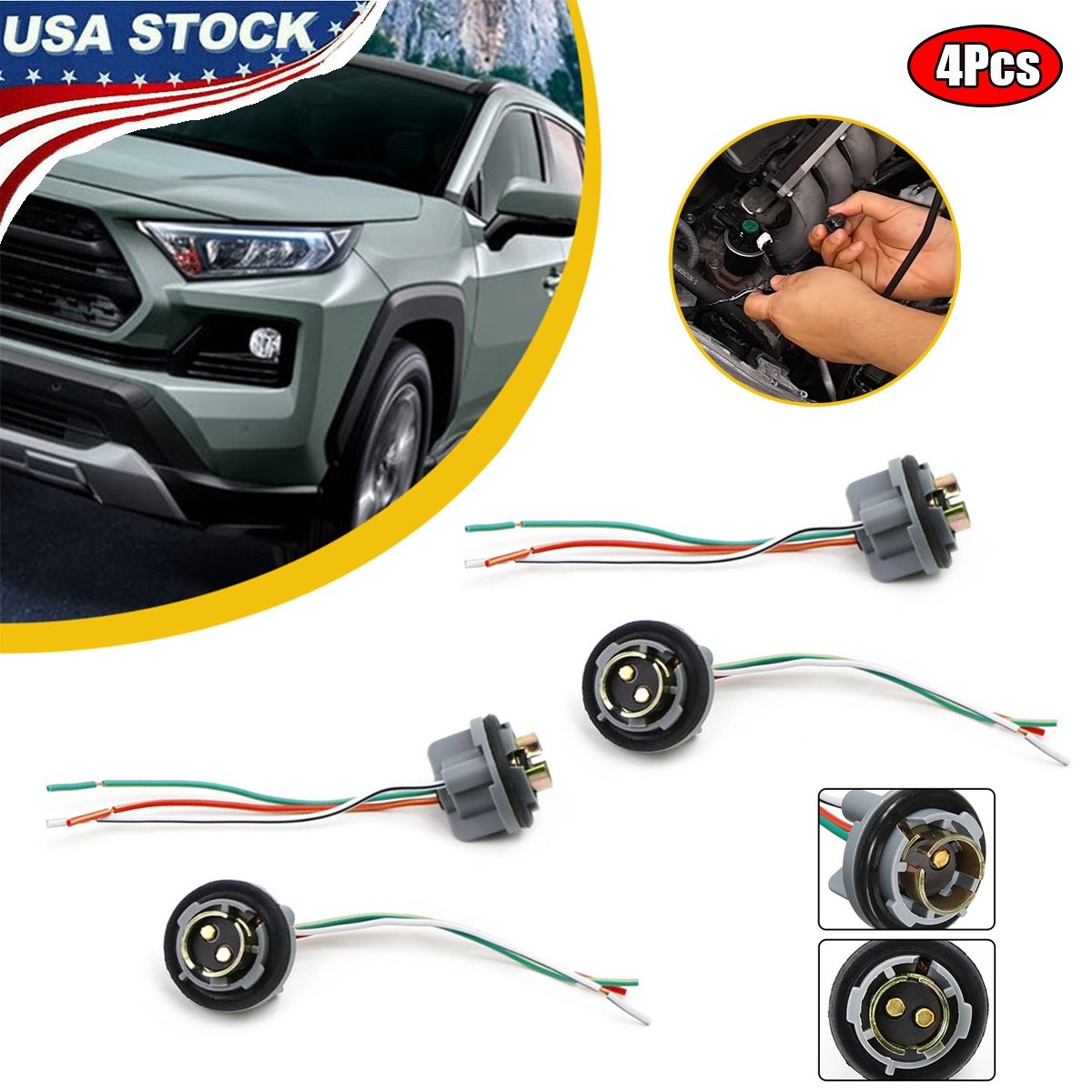 2/4Pcs 1157 2357 Bulb Socket Pig Tail Harness Wire Plug for Turn Signal Light US