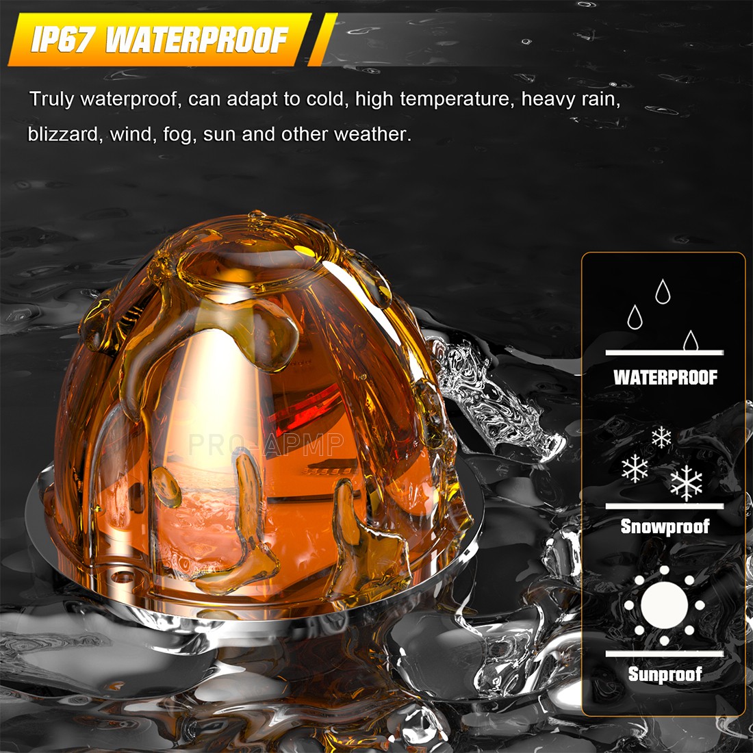 2x Amber LED Watermelon Lights Side Marker Cab Roof Clearance Warning Light