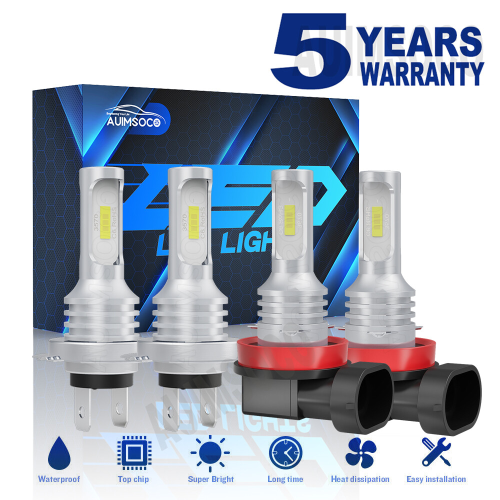 H7 H11 LED Headlights Kit Combo Bulbs 8000K High Low Beam Super White Bright CSP