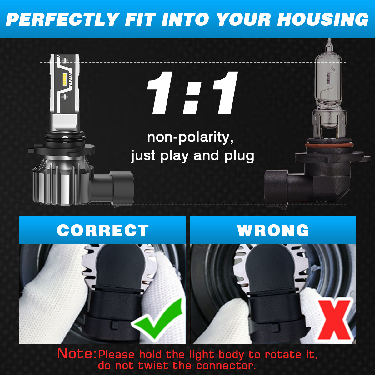NOVSIGHT 9005 HB3 LED Headlight Bulb Conversion Kit High Beam White 10000LM 50W