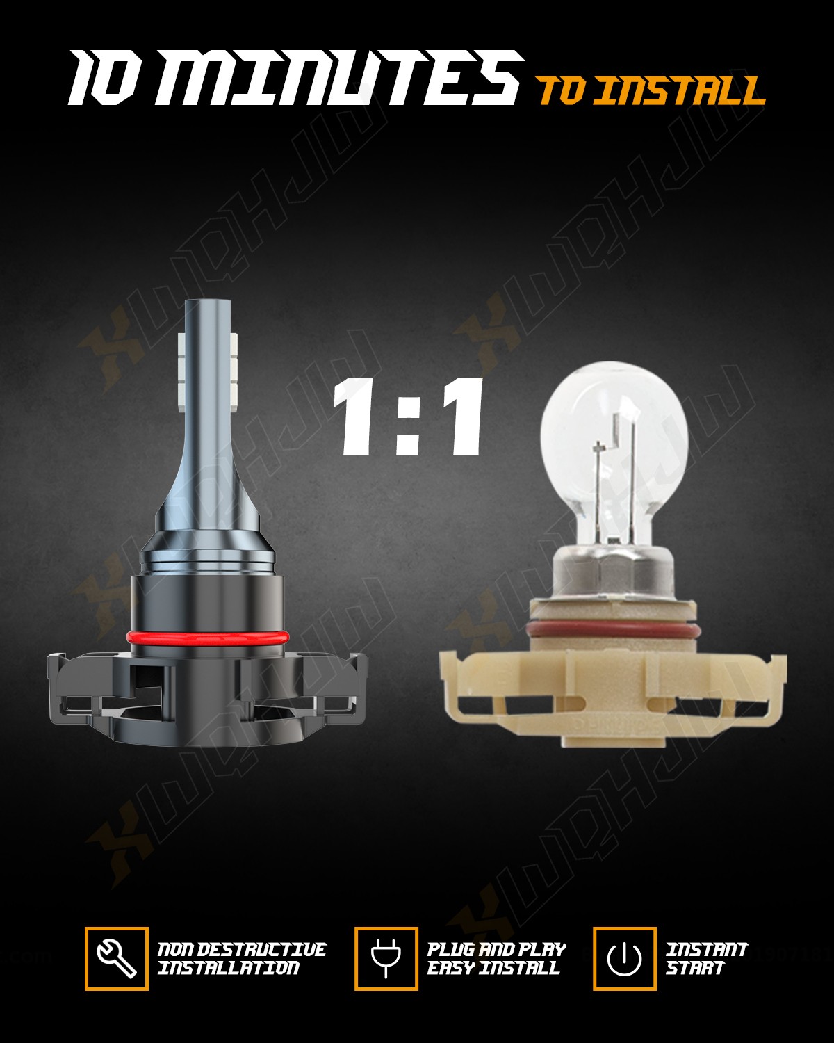 Pair H16 5202 LED Fog Light Bulbs 120W 25000LM 3000K Super Bright