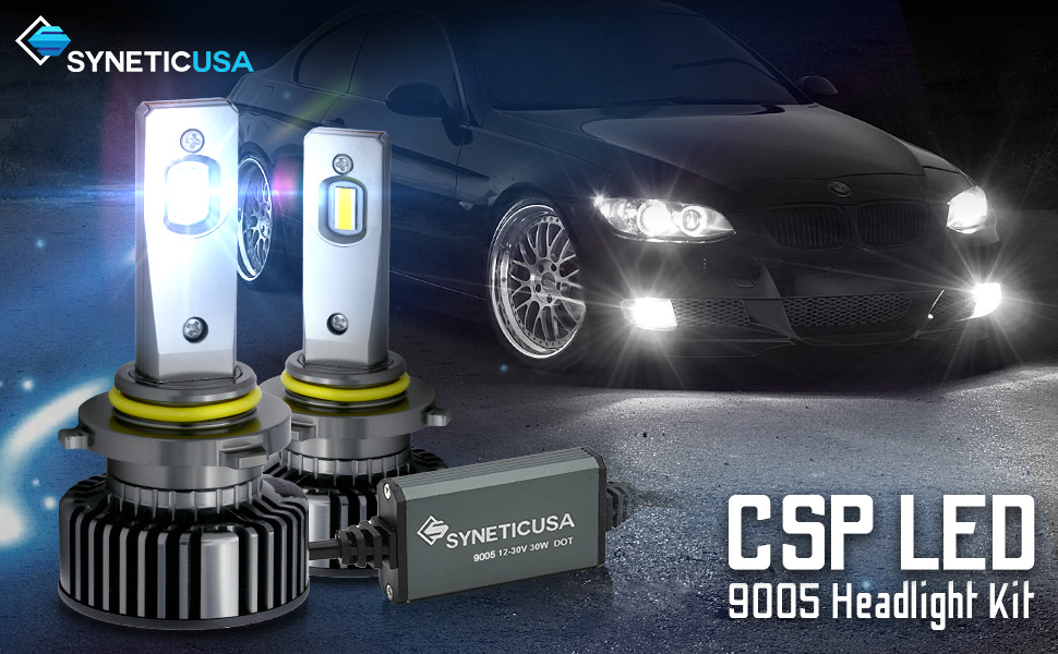 New Syneticusa 9005 HB3 CSP LED Headlight Bulbs 6000K White Light Kit High Beam