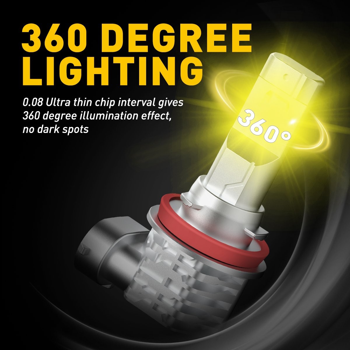 Amber Yellow H11 H16 H8 LED Fog Driving Lights Foglight Bulb 3000K 360Degree NEW