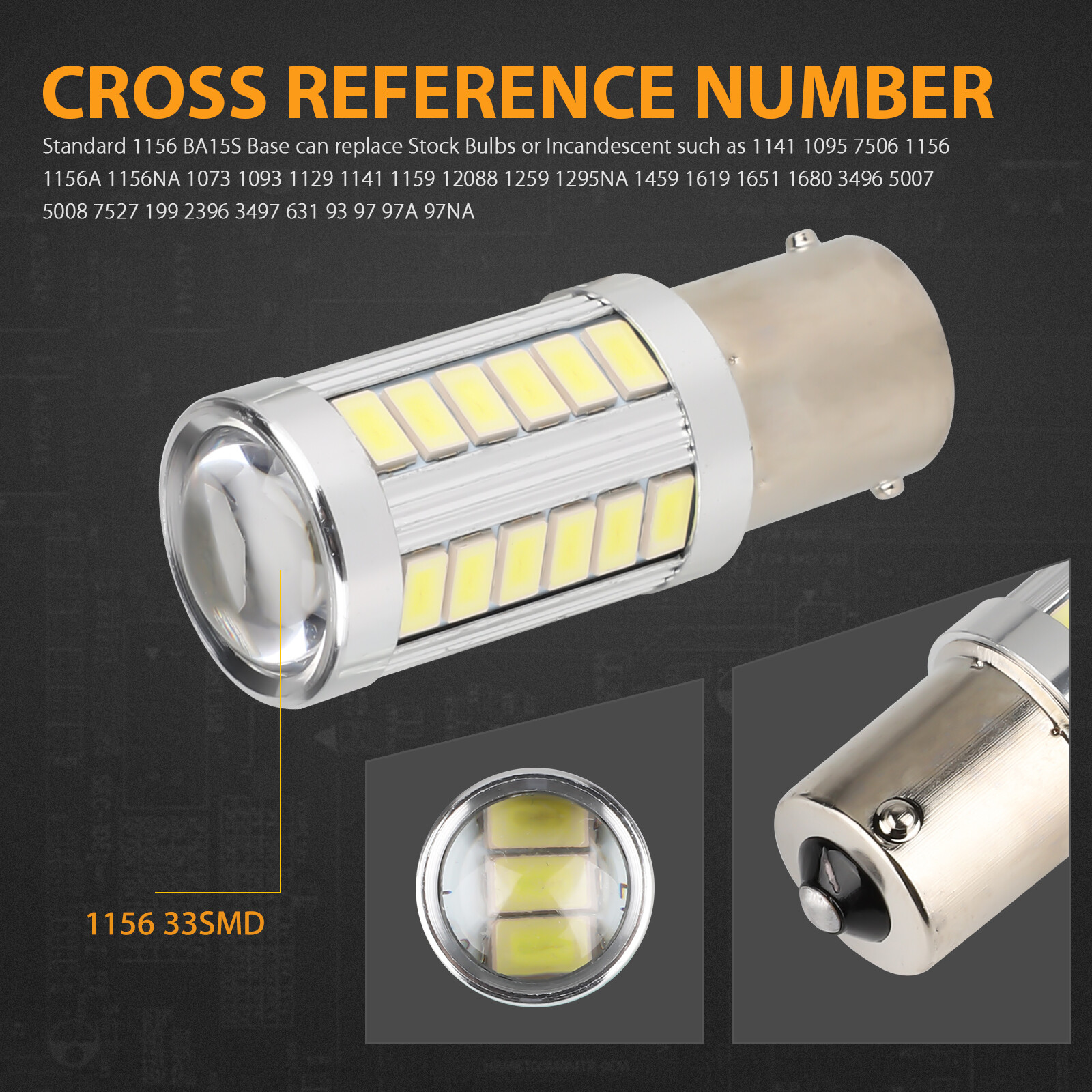 4x 1156 33-SMD LED Tail Brake Stop Backup Reverse Turn Signal Light Bulbs White